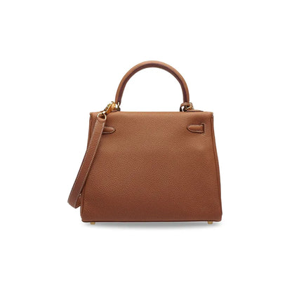 HERMES Kelly 25 brown Togo leather Bag Handbag (20,25,28,32)