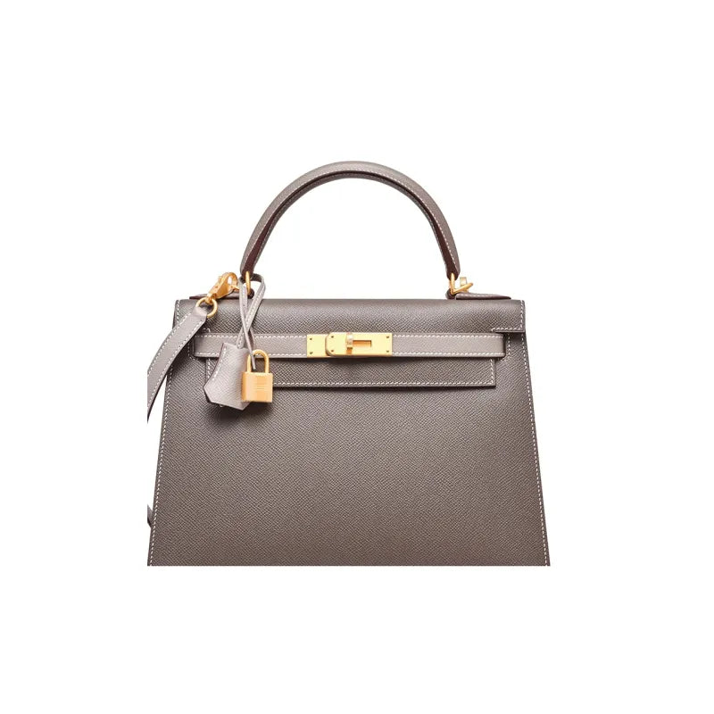 HERMES Kelly 25 Bag Epsom Leather Handbag (20,25,28,32) tin gray gold hardware