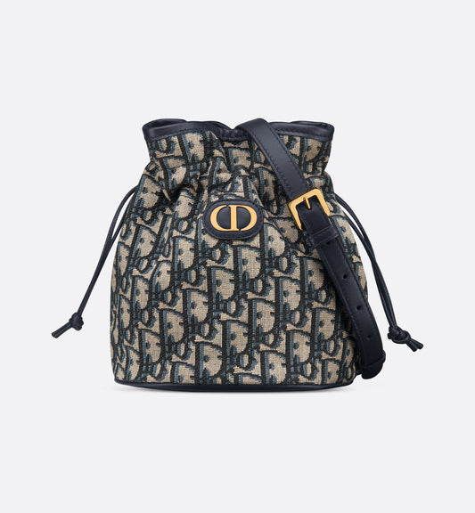 Dior '30 Montaigne Mini Bucket Bag' – Blue Dior Oblique Jacquard