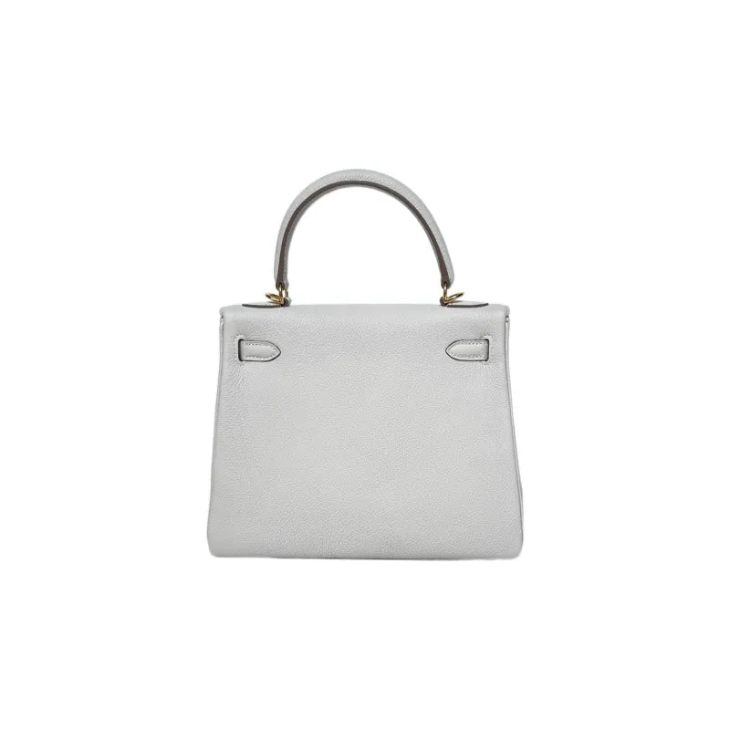 HERMES Kelly 25 cream gray Togo leather Bag Handbag (20,25,28,32)