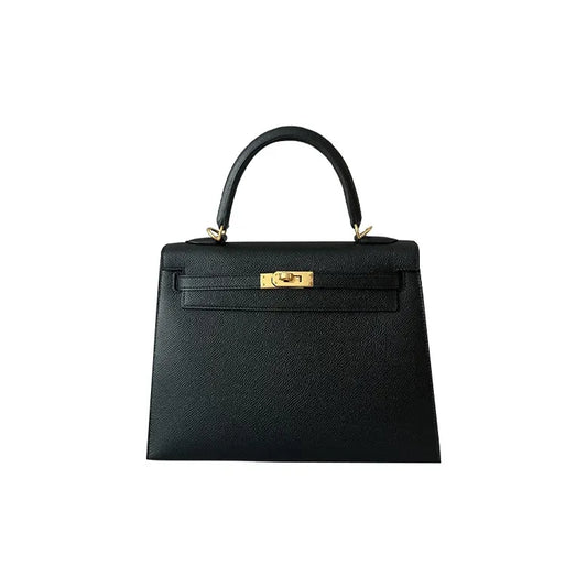 HERMES Kelly 25 Bag Epsom Leather Handbag (20,25,28,32) Black gold hardware