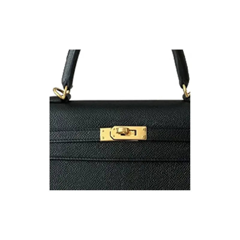 HERMES Kelly 25 Bag Epsom Leather Handbag (20,25,28,32) Black gold hardware