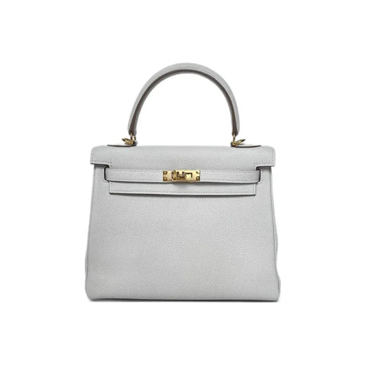 HERMES Kelly 25 cream gray Togo leather Bag Handbag (20,25,28,32)