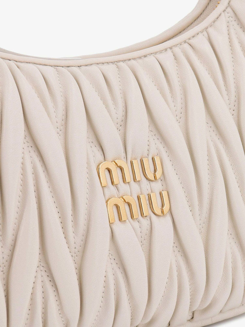 Miu Miu Matelassé Leather Handbag with Frontal Logo