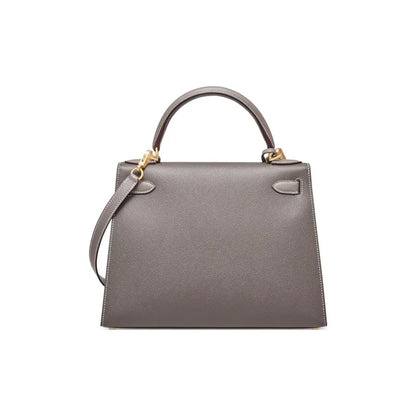 HERMES Kelly 25 Bag Epsom Leather Handbag (20,25,28,32) tin gray gold hardware