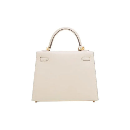 HERMES Kelly 25 Bag Epsom Leather Handbag (20,25,28,32) nata white gold hardware