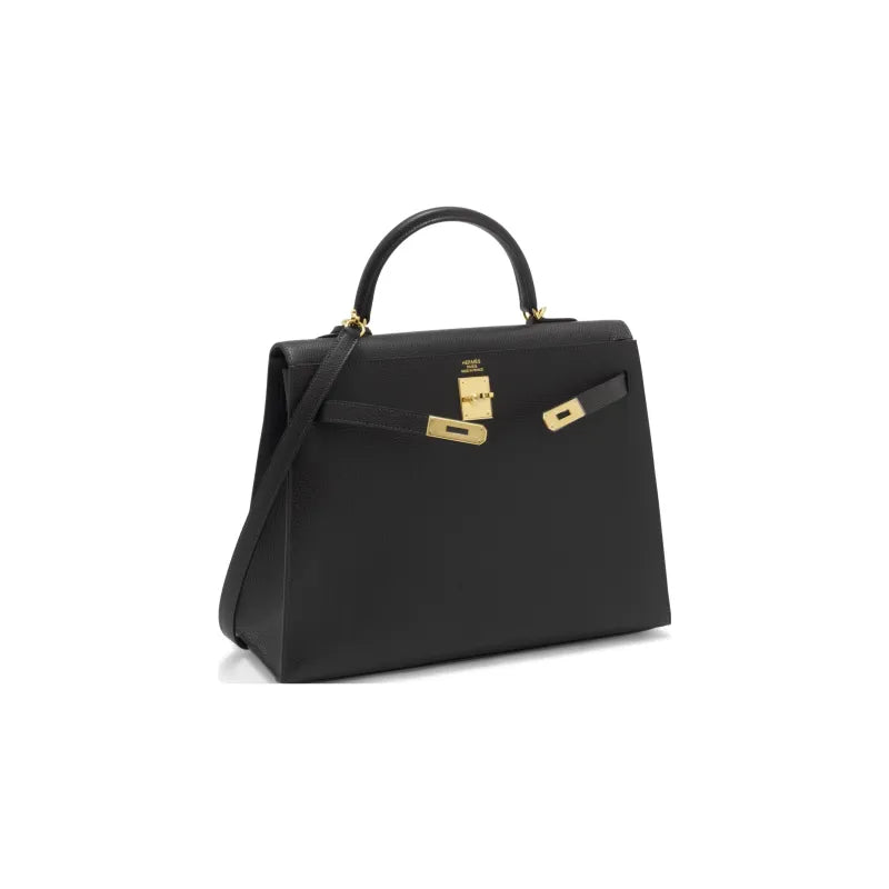 HERMES Kelly 25 Bag Epsom Leather Handbag (20,25,28,32) Black gold hardware