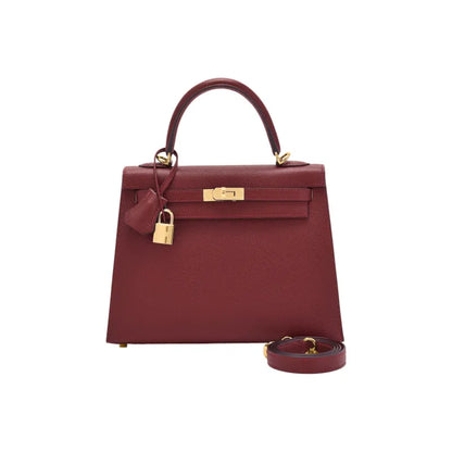 HERMES Kelly 25  red Togo leather Bag Handbag (20,25,28,32) gold hardware